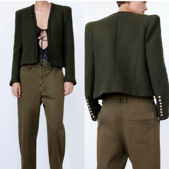 Blogger’s Fave! Zara Textured Shoulder Pad Jacket Blazer - S - Picture 13 of 13